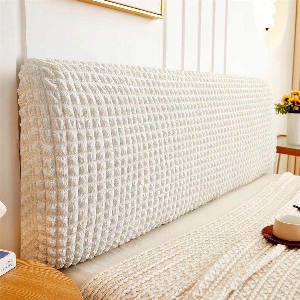 Bed Headboard Cover for Queen, Stretch Bed Head Board Slipcover Covers, Dustproof Protector Cover for Upholstered Headboard (White, for Queen Headboard (55"-67"))