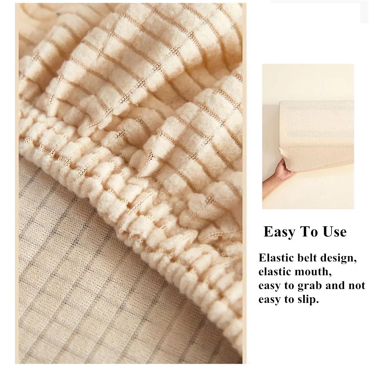 Air Conditioner Cover 35-37 Inch Knitted Elastic Cloth Dustproof for Wall-Mounted Units Split Indoor AC Covers （Beige large size (applicable size range 75-96cm)）