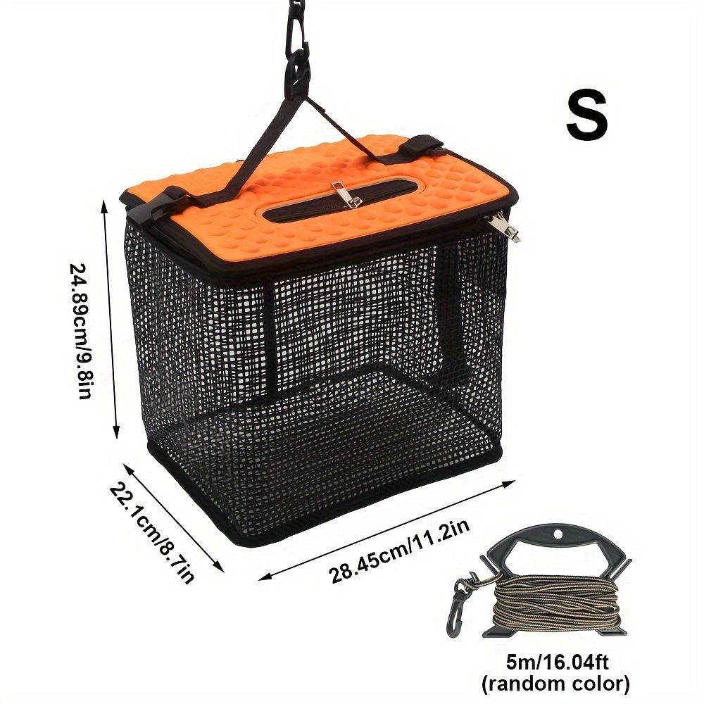 Floating Fish Basket for Live Caught, Foldable Fishing Holder Bucket Portable Collapsible Fishing Net Storage Cage for Live Fish Bait Live Well（small）