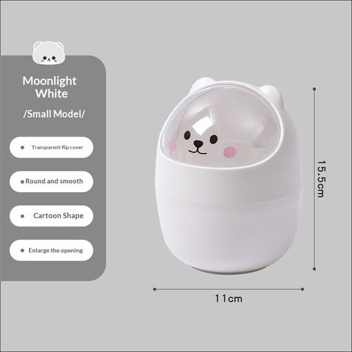 2 pack Mini Trash Can for Desk,6.1X4.33 Inch Garbage Can with Lid Cute Desktop Trash for Home Kitchen Office Bedroom Car - White