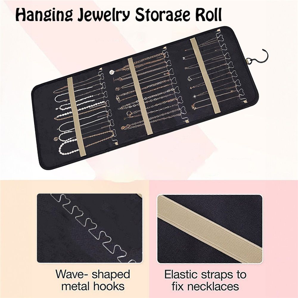48 Pocket Oxford Fabric Double Sided Hanging Rotating Jewelry Organizer with Hanger Hooks for Earrings, Necklaces, Rings, Bracelets and Other Jewelry Storage（Excluding jewelry）
