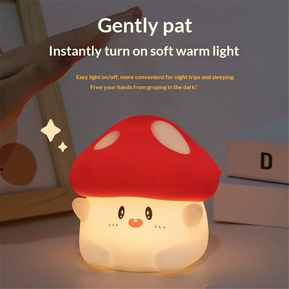 LED Mushroom Silicone Night Light Soft Sleeping Nursery Night Light Dimmable Timer Rechargeable Lamp Room Decor Baby Bedside Lamp