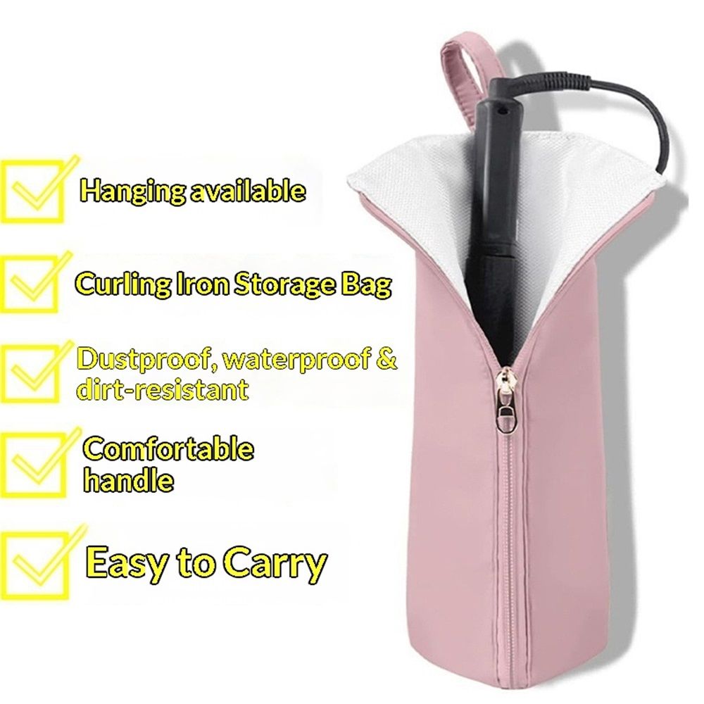 Hot Iron Holder & Mat, Heat Resistant Travel Bag for Curling Iron, Flat Iron - Hair Tool Organizer for Home, Travel