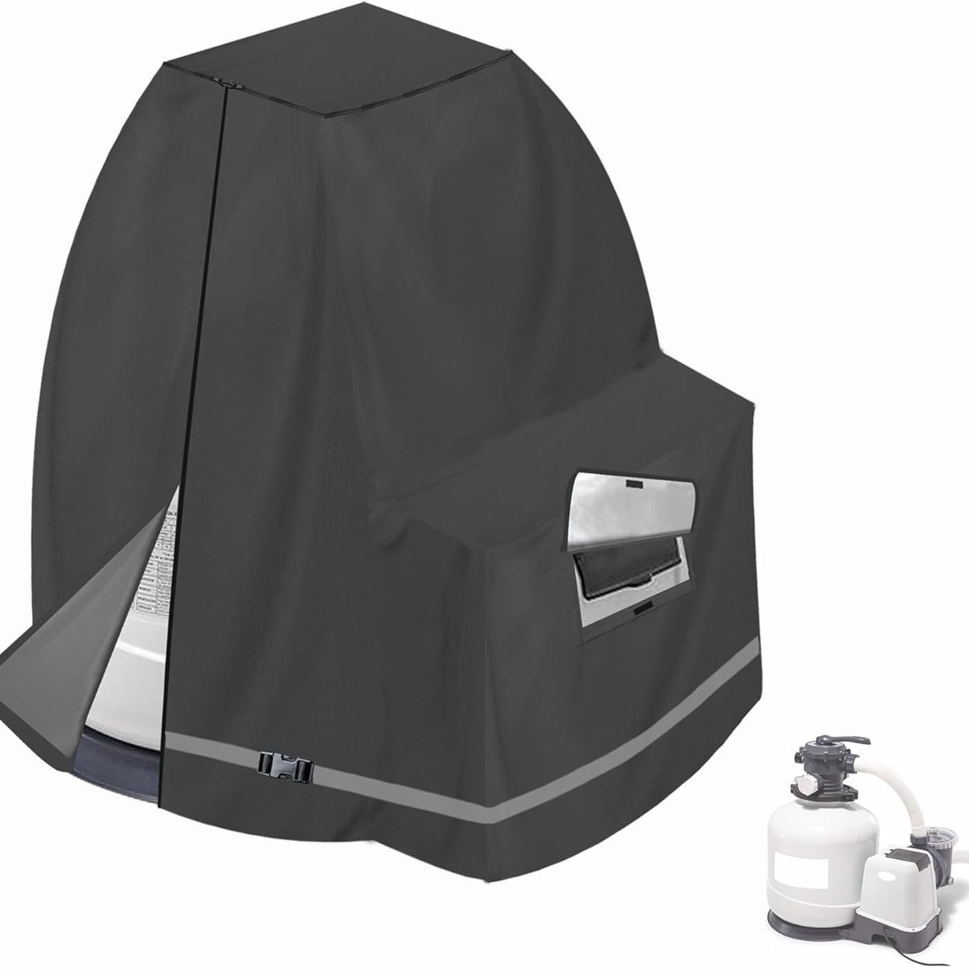 Sand Filter Pump Cover,Waterproof Anti-UV Above Ground Pool Pump Cover,Suitable for Most Popular Sand Filter on Market (Black)