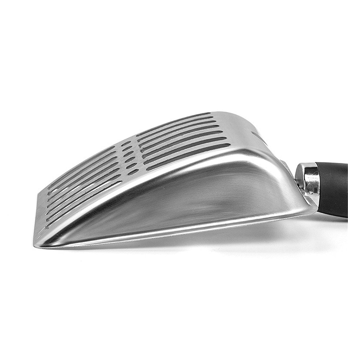 Cat Litter Scoop, Stainless Steel Sifter, Heavy Duty Poop Sifting, Kitty Metal Scooper, Kitten Poop Sifter, black