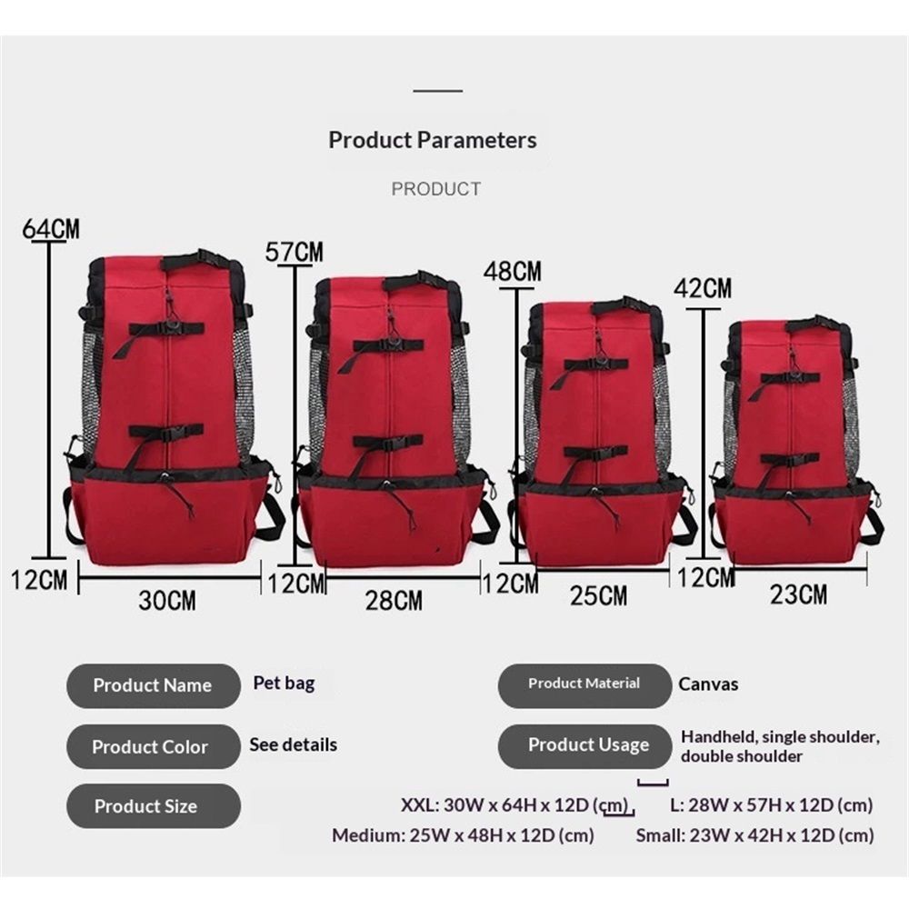 Red（S） - Ideal for Dogs with Length - Durable, Breathable Backpack-Style Carrier - Perfect for Walks, Short Hikes & Public Transportation
