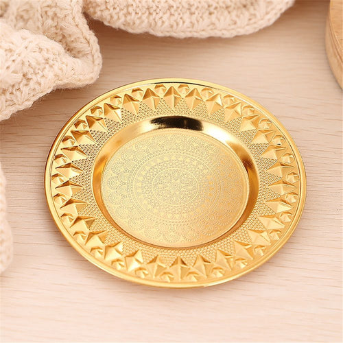 4 pcs Snack Plate with Trim, 6-Inch Dried Fruit Plate Dessert Plate for Home and KTV, Wedding Plates Formal Dining