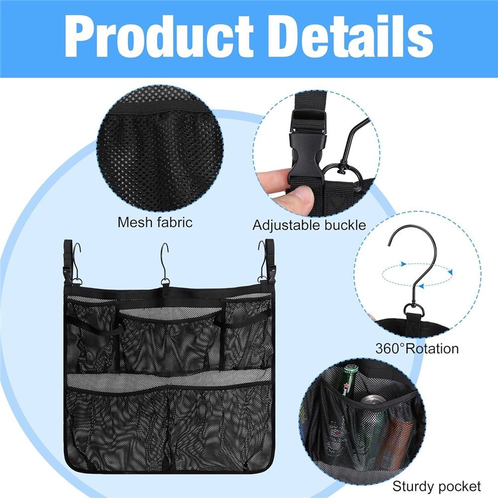Kayak Pocket Mesh Storage Pouch Sleeve Gear Water Bottle Holder Bag Organizer Accessory Black, with Mesh Pockets Poolside Storage Mesh Package for Most Pools
