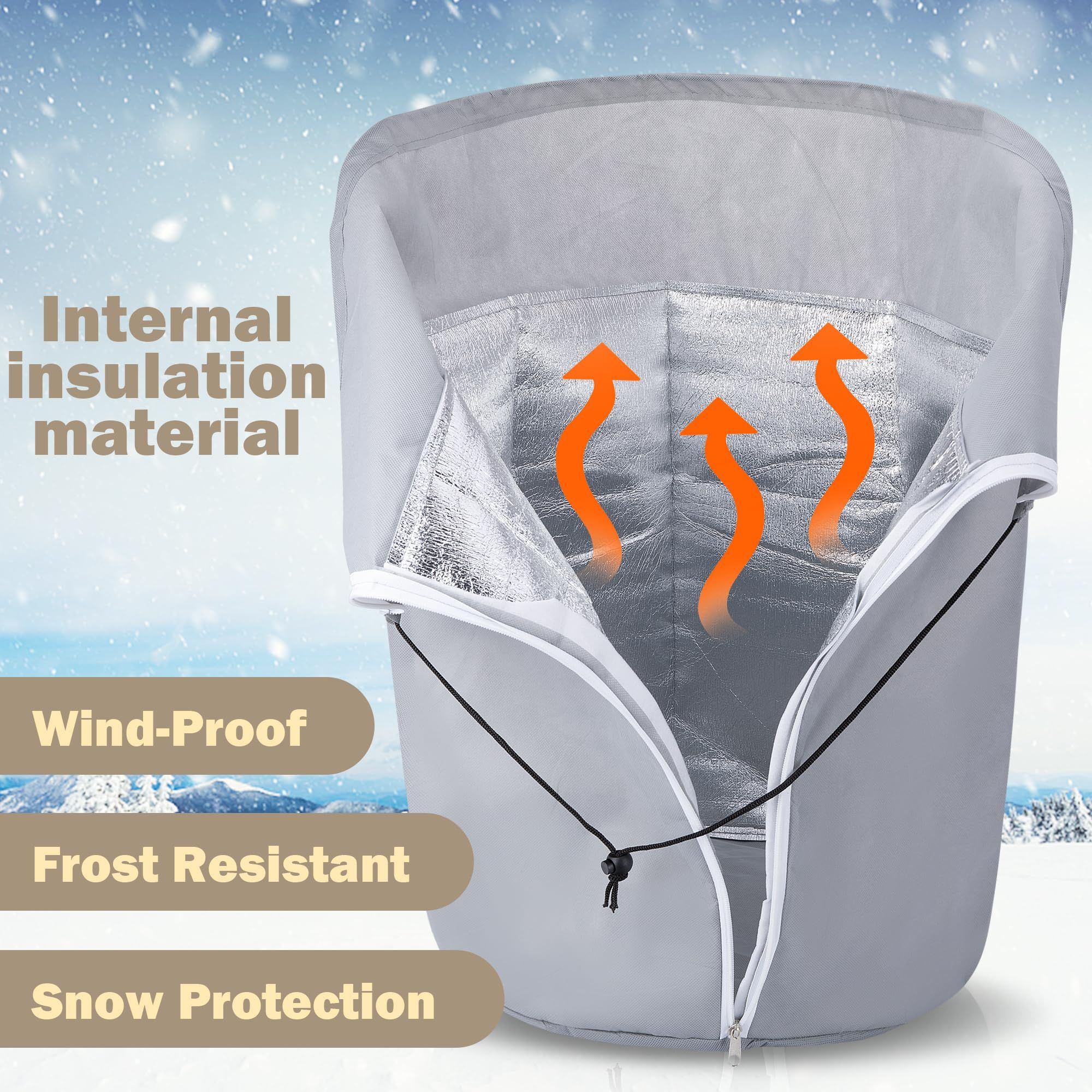 2 Pack Plant Winter Protection Pot - 27.6" x 25.6" Flower Pot Protection Bag - Anti-Frost Winter Pot Plant Cover with Drawstring and Zipper for Winter Outdoor Fruit Trees Potted Plants Shrubs