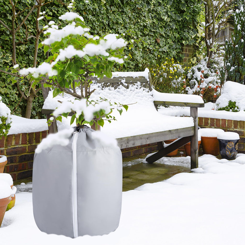 2 Pack Plant Winter Protection Pot - 27.6" x 25.6" Flower Pot Protection Bag - Anti-Frost Winter Pot Plant Cover with Drawstring and Zipper for Winter Outdoor Fruit Trees Potted Plants Shrubs
