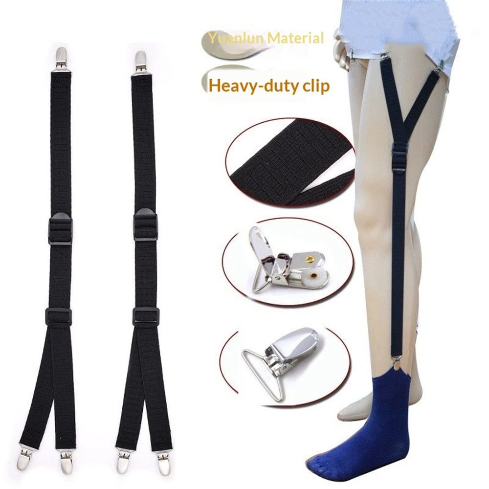 1 Pair of Super Shirt Stay Garters , No-Slip Clip,Adjustable Elastic Shirt Garter Straps with Non-Slip Clips – Professional for Men Women Comfortably, Black