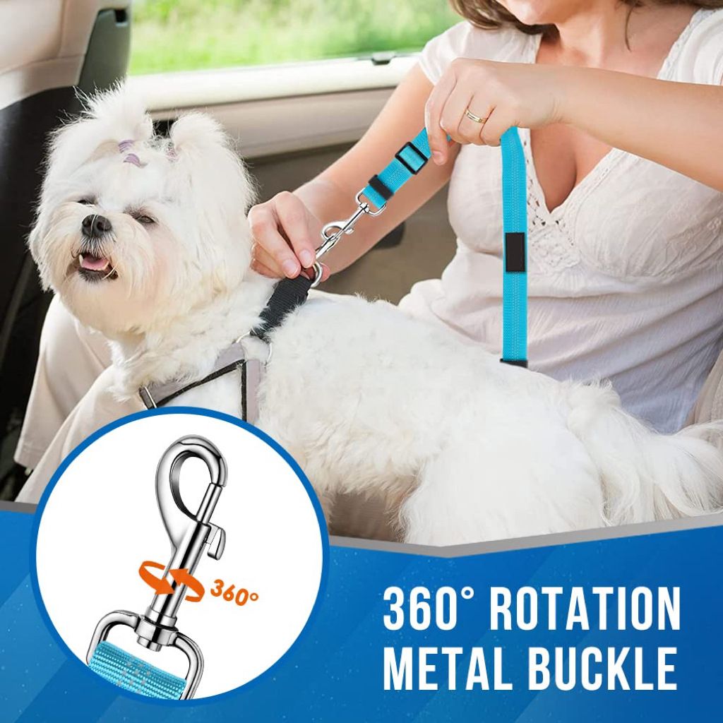 2 pack Double Dog Seat Belt, New Dual Pet Car Headrest Restraint Safety Seatbelt No Tangle Dog Leash Duty Adjust Elastic Bungee Puppy Lead Splitter Connect Harness in Vehicle Travel for 2 Dogs