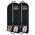 2 pack 50" Garment Bags for Travel and Clothes Storage with 2 Clear Pockets, Hanging Clothes Cover Suit Bag for Closet Storage with Handles for Suits, Dress, Coats (Black,only bag)
