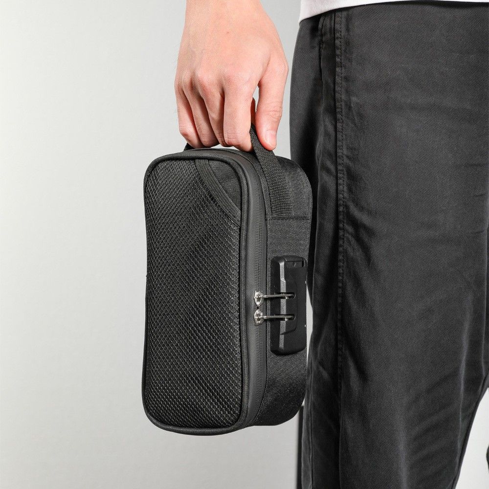 Odor Proof Pouch Organizer, Code Lock Design Smell Proof Container Portable Easy Using for Travel (black)