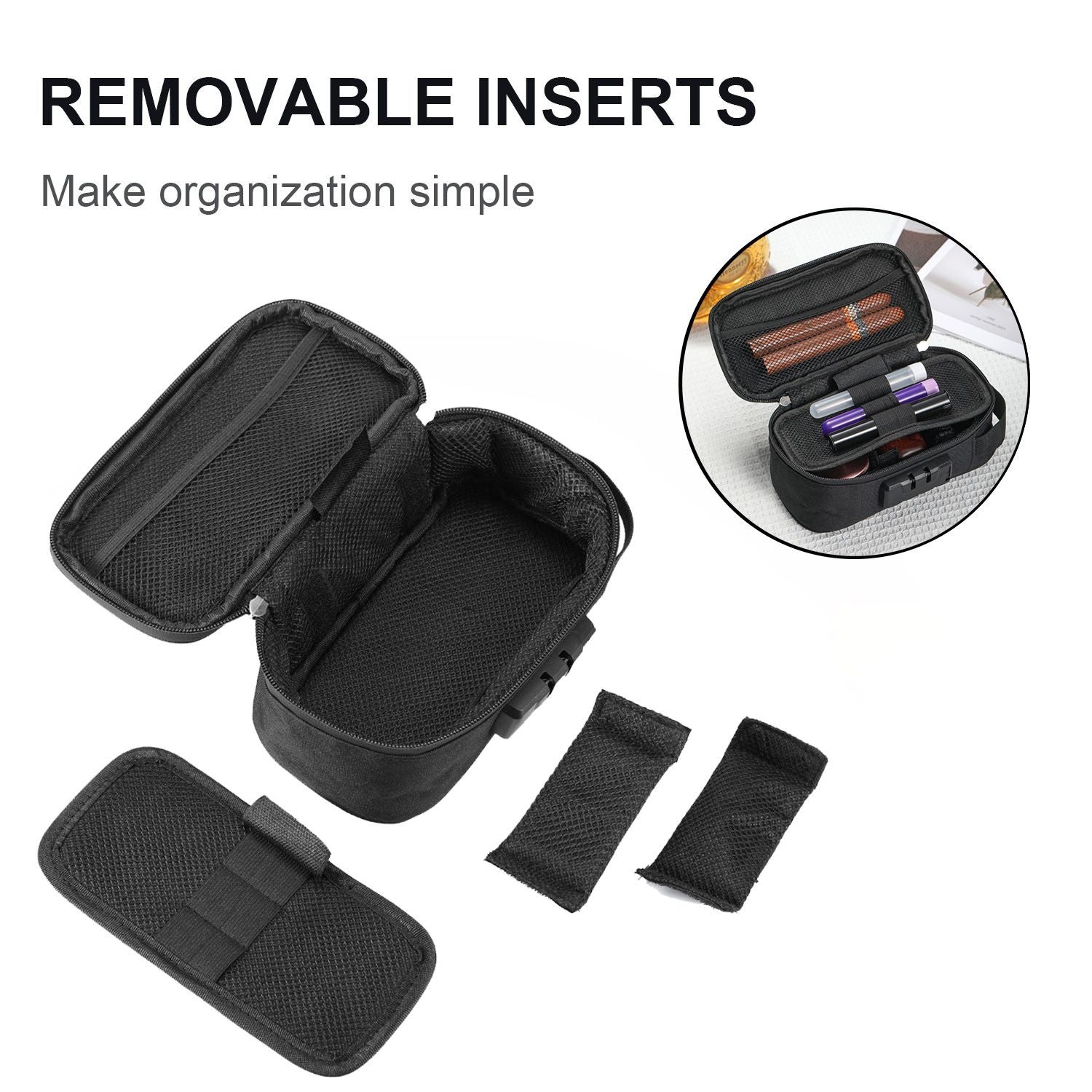 Odor Proof Pouch Organizer, Code Lock Design Smell Proof Container Portable Easy Using for Travel (black)