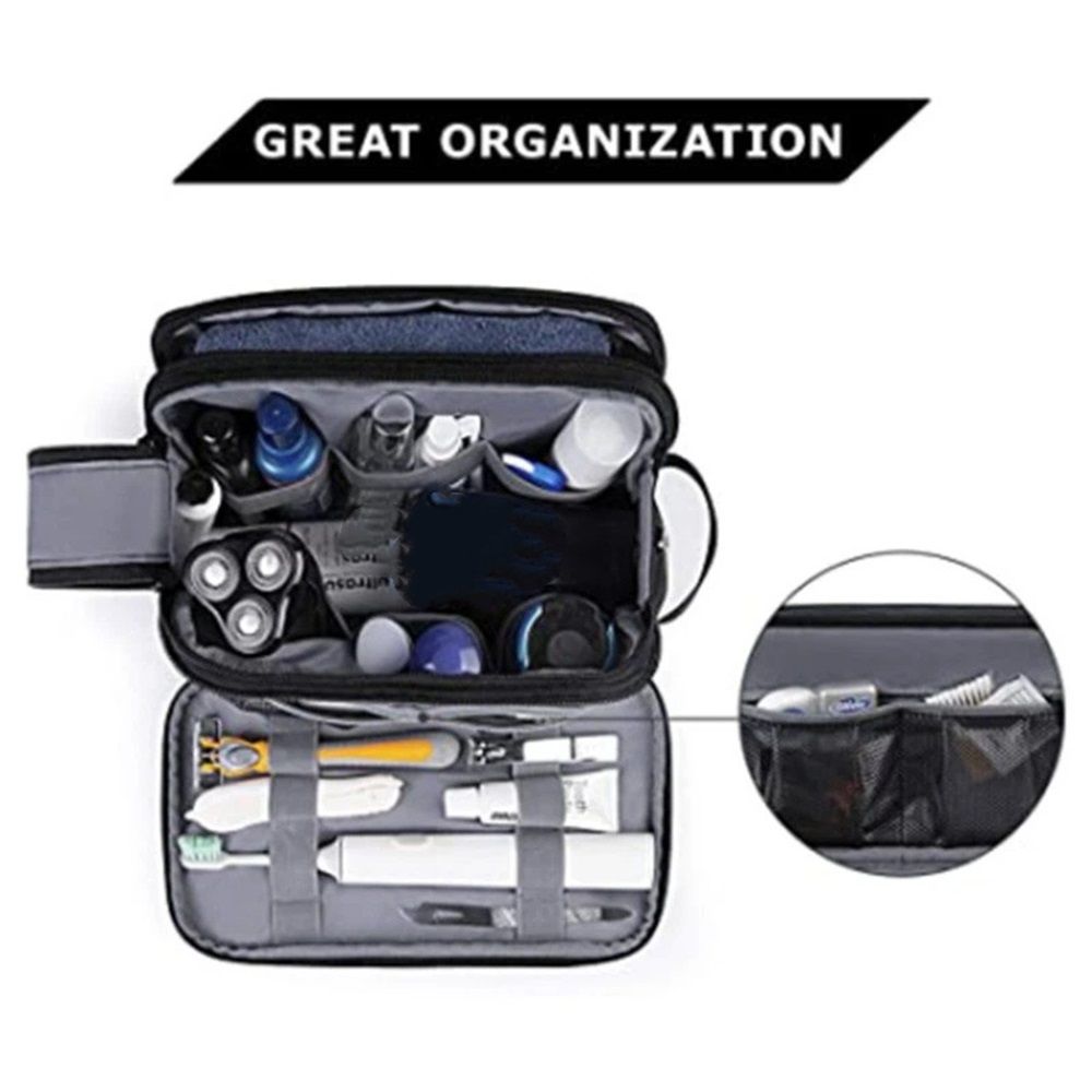 Toiletry Bag for Men, polyester Travel Toiletry Organizer Dopp Kit Water-resistant Shaving Bag for Toiletries Accessories, Black