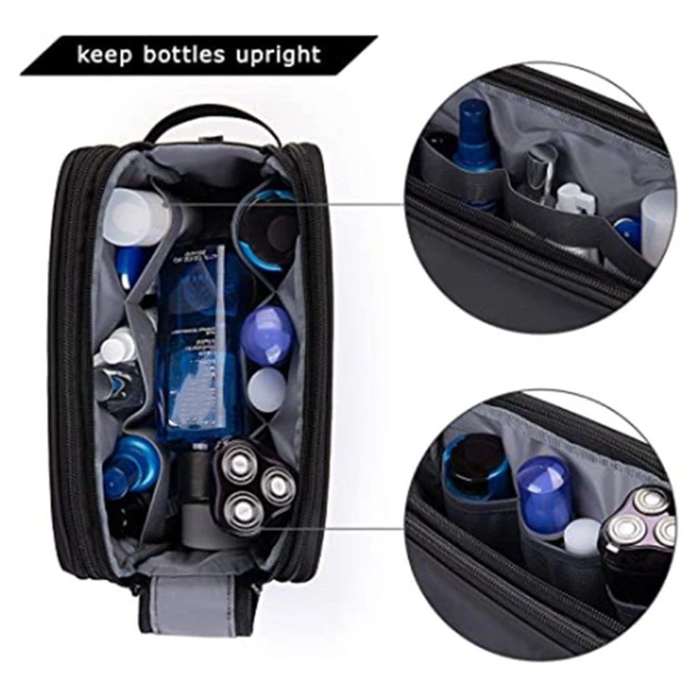 Toiletry Bag for Men, polyester Travel Toiletry Organizer Dopp Kit Water-resistant Shaving Bag for Toiletries Accessories, Black