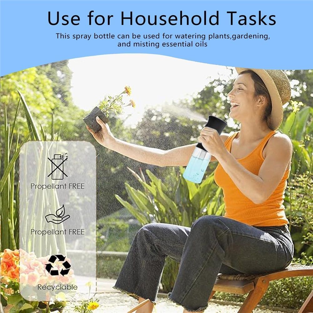 2 pack 300ML Clear Black Continuous Mister Spray Bottle for Hairstyling, Cleaning, Salons,Plants, Pets, Barbers
