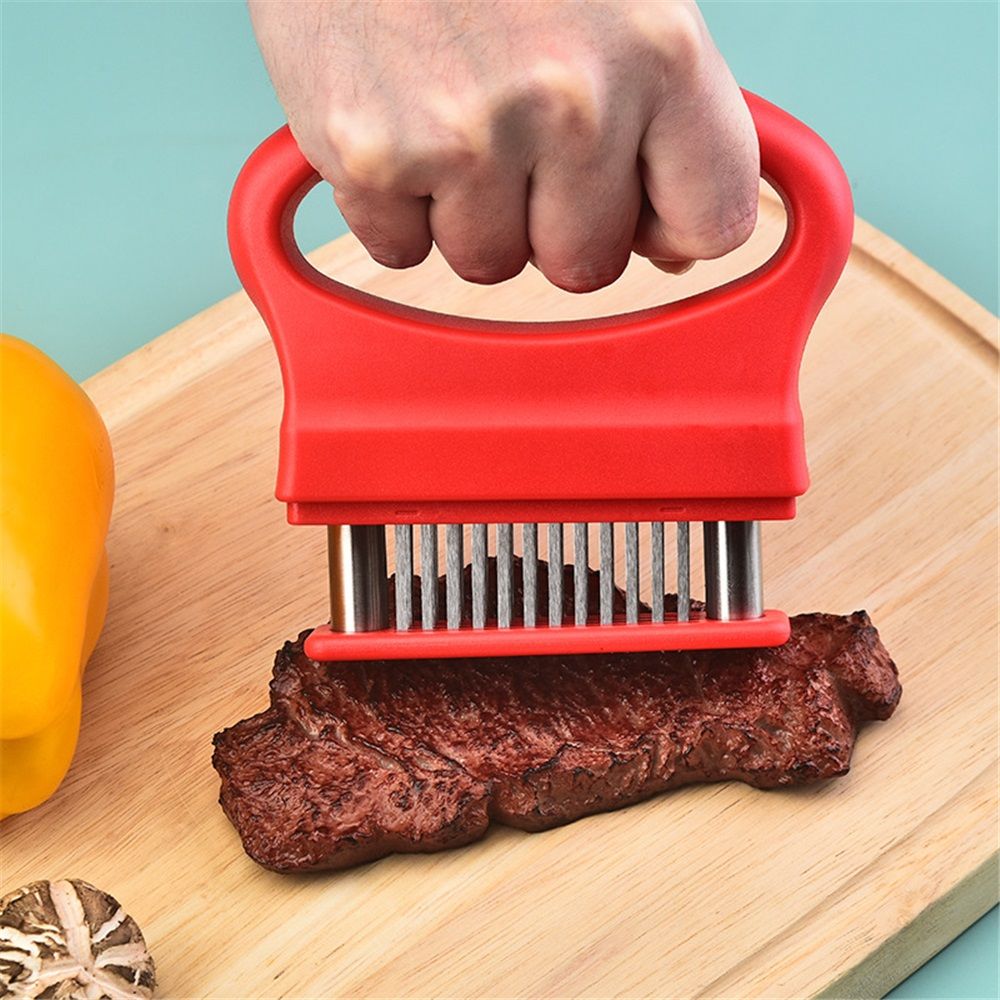 2 pack Meat Tenderizer Tool,Kitchen Cooking Tool Best For Tenderizing, Stainless Steel Ultra Sharp Needle Blades,Pork, Veal, BBQ,Chicken,Beef(red)