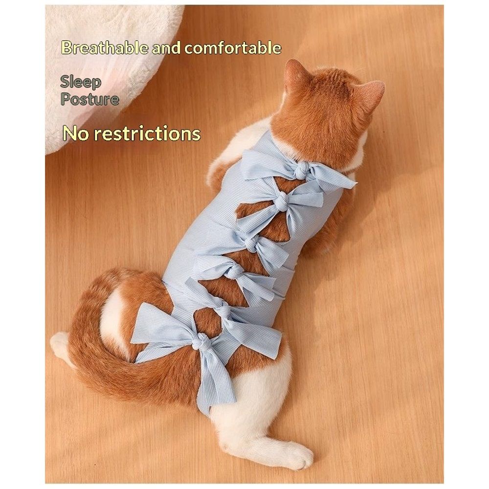 Cat Recovery Suit Anti Licking, Cats Surgery Recovery Suit Female Kitten Onesie After Spay, Cone of Shame Alternative, Post-Surgery Kitten Surgical Clothes for Abdominal Wounds (Blue,M)