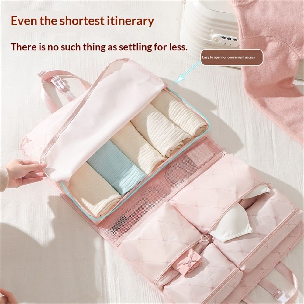 Hanging Packing Cube, Foldable Travel Organizer, Waterproof, Machine Washable, Fits Carry-on, Expandable Packing Cube for Suitcase or Backpack (Pink)