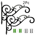 2 Pieces 9.65- Inch Outdoor Indoor Small Decorative Iron Wall Hooks for Hanging Lanterns Solar Lights Hummingbird Feeders Wind Chimes Hangers, Black