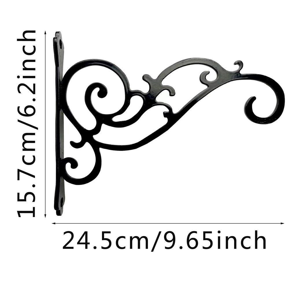 2 Pieces 9.65- Inch Outdoor Indoor Small Decorative Iron Wall Hooks for Hanging Lanterns Solar Lights Hummingbird Feeders Wind Chimes Hangers, Black