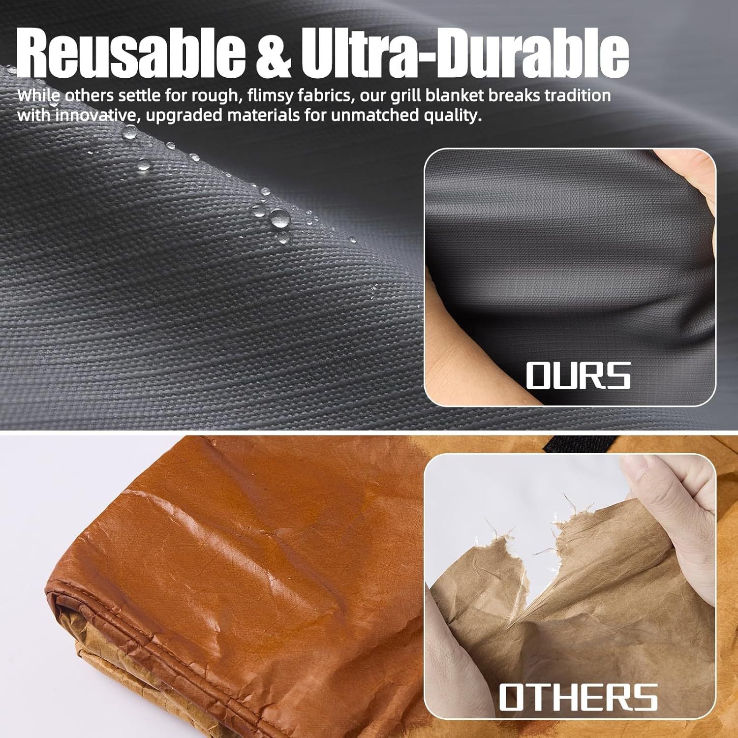 BBQ Blanket for Resting Meat, Leak-Proof Insulated Meat Resting Bag, 270° Top Opening for Large Briskets, Turkey, Washable Smoker Accessories Gifts for Men or BBQ Lovers - 21in