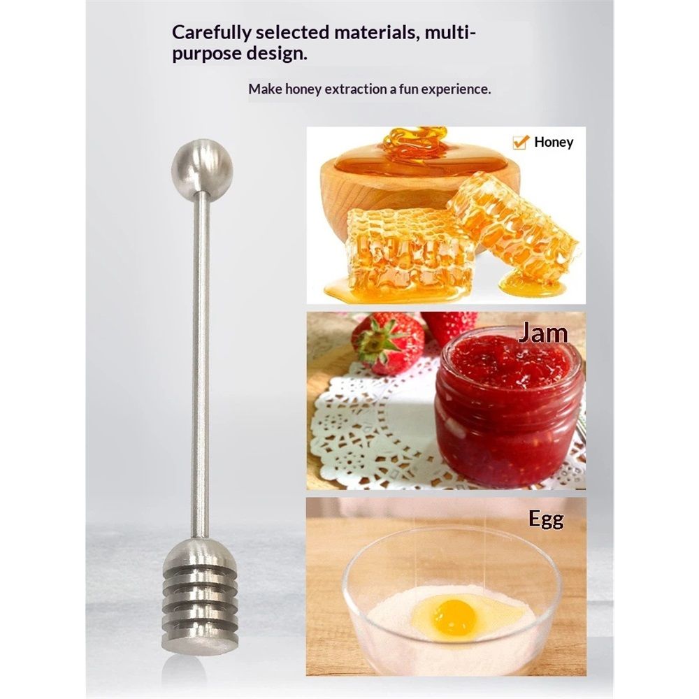 6.4 Inch Honey Dippers Stick, 2pcs Removable Syrup Dippers Stick, 304 Stainless Steel Honeycomb Stick Spoon Stirrer Server for Honey Pot Jar Containers, Silver + Gold