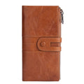 Women's RFID Blocking Genuine Leather Wallet, Bifold Long Clutch Wallet Money Clips Ladies Card Holder Purse（brown）