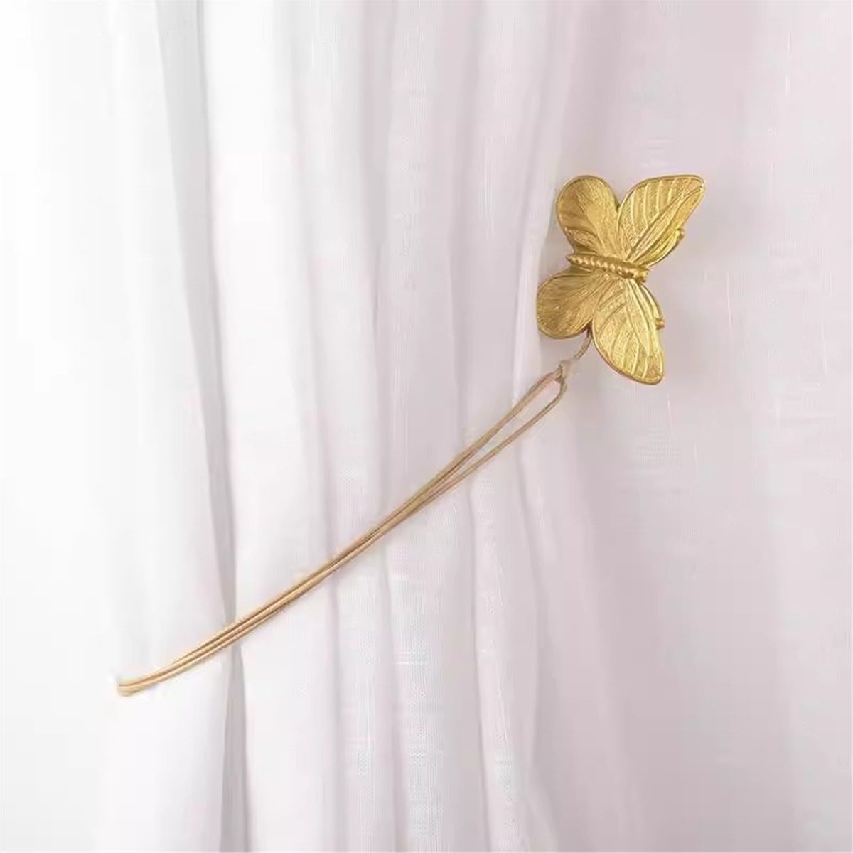 Curtain Tie Magnetic, 1 Pair Vintage Butterfly Resin Flower Curtain Drapery Holdback Retro Window Curtain Decorative Buckle Holder for Home Office Cafe Balcony, Gold