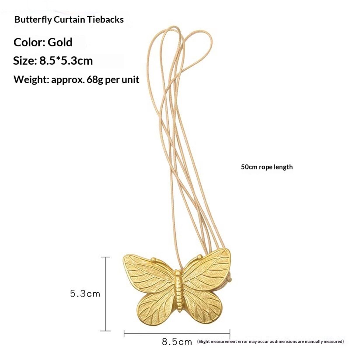 Curtain Tie Magnetic, 1 Pair Vintage Butterfly Resin Flower Curtain Drapery Holdback Retro Window Curtain Decorative Buckle Holder for Home Office Cafe Balcony, Gold