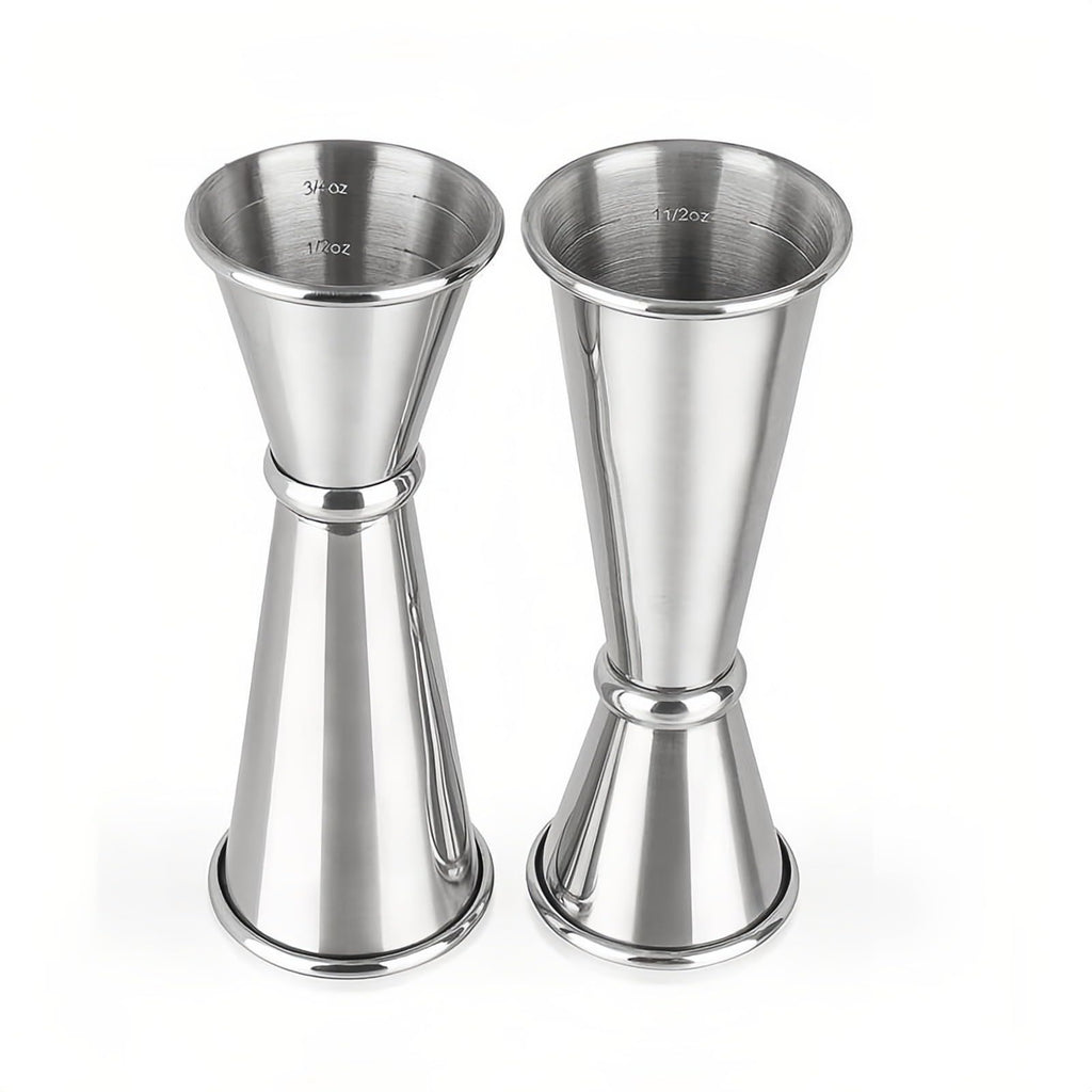 4-Piece Dual-Sided Bartending Jigger Set - 1oz & 2oz Measured Markings, Stainless Steel, Food-Grade Cocktail Measuring Tool for Professional & Home Bars