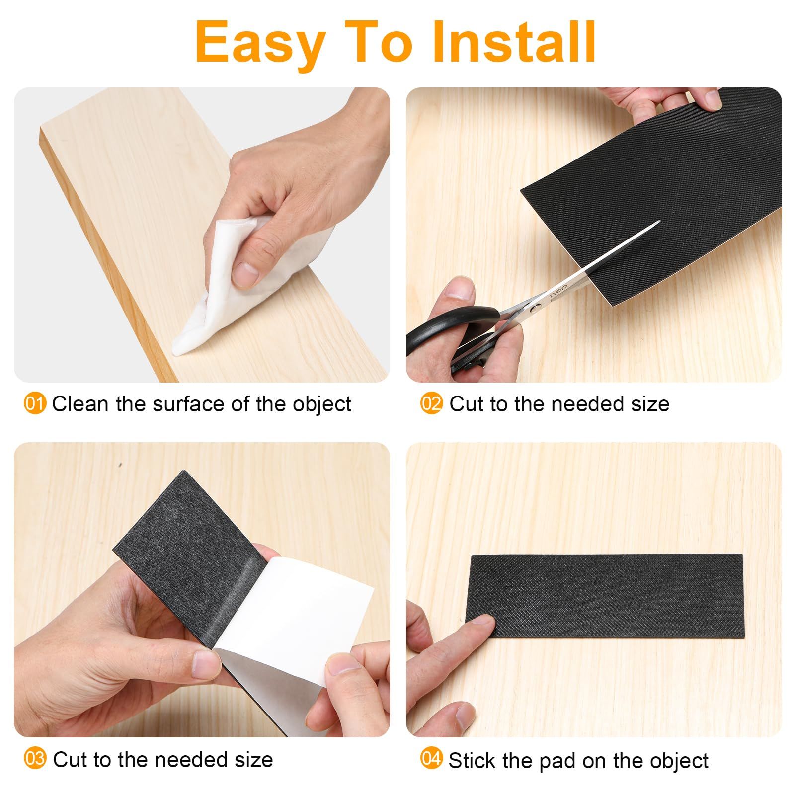 Non Slip Furniture Pads, Self Adhesive Rubber Pads with Anti Skid Stickers, Cuttable Rubber Strip for Furniture and Appliances (1.96 in*16.4ft)