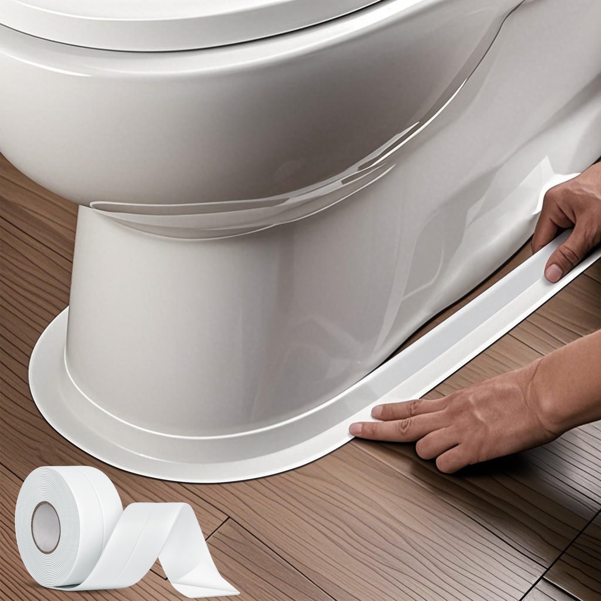 2 roll White Waterproof Caulk Tape, Self-Adhesive for Toilet, Tub, Kitchen, Corners,Bathroom Surfaces, Easy Application, 3.2m*3.8cm