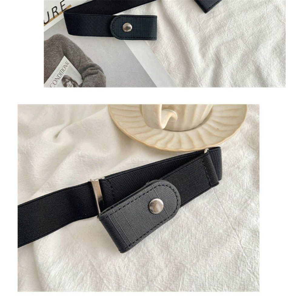 Buckle Elastic Belt for Men, Invisible Buckleless Stretch Belt for Men Women, Exquisite Buckle Invisible Belt Versatile Thin Waistbands Snap Button Design Belts