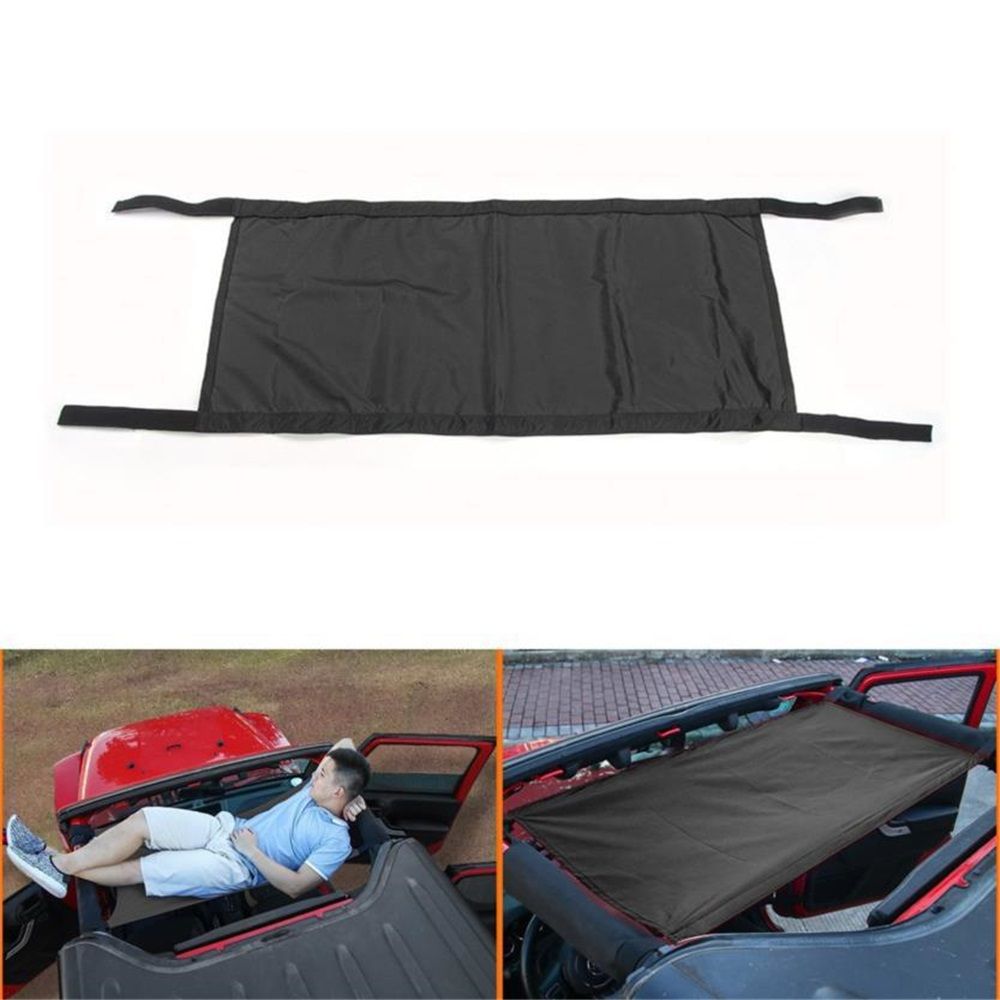 Car Roof Hammock for Wrangler, Cargo Net Roof Top Netting Hammock Waterproof & Comfortable Fabric Black