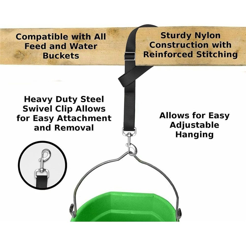 Loaged Adjustable Nylon Bucket Strap （8 Pack）- for Hay Nets, Water Buckets, Hanging Strap,Horse Outdoor Feeders,Heavy Duty Horse Water Feed, 30" (Black)