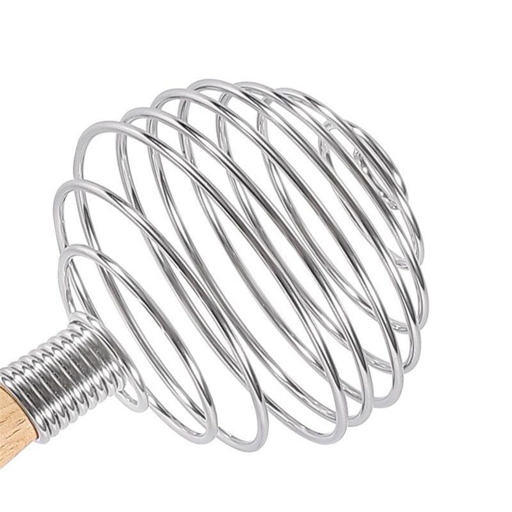2 pack stainless steel Egg Whisk - Whisks Easy Whipper - Stainless Steel Coil - Whip with Wooden Long Handle Hand-held Butter