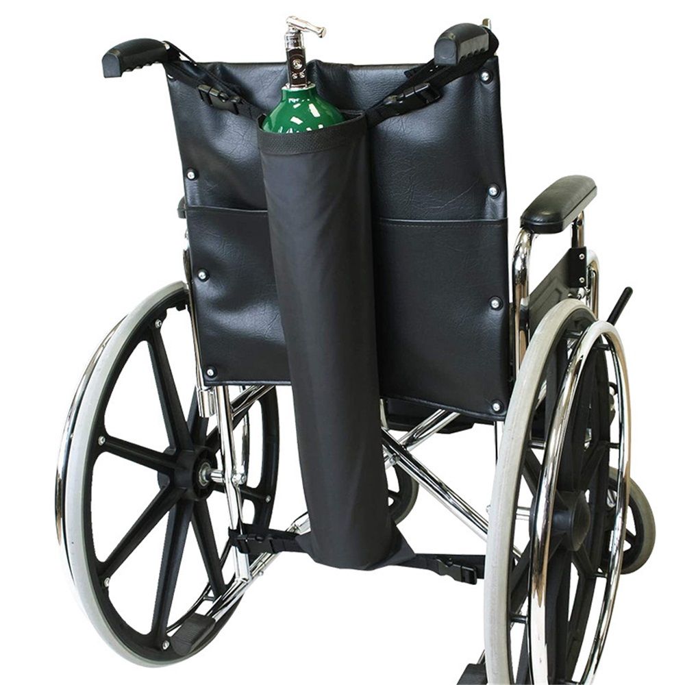 Oxygen Cylinder Bag for Wheelchairs with Buckles, Fits Any Wheelchair, Black (Fits Most Oxygen cylinders)