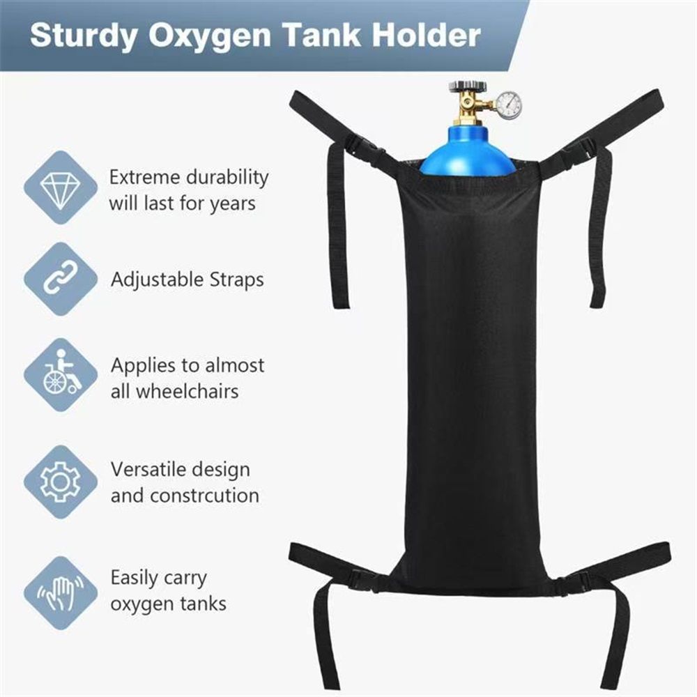 Oxygen Cylinder Bag for Wheelchairs with Buckles, Fits Any Wheelchair, Black (Fits Most Oxygen cylinders)