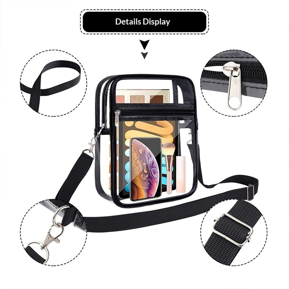Heavy Duty Clear Tote Deluxe See Through Messenger Work Bag Durable Transparent PVC Lunch Bag（only bag）