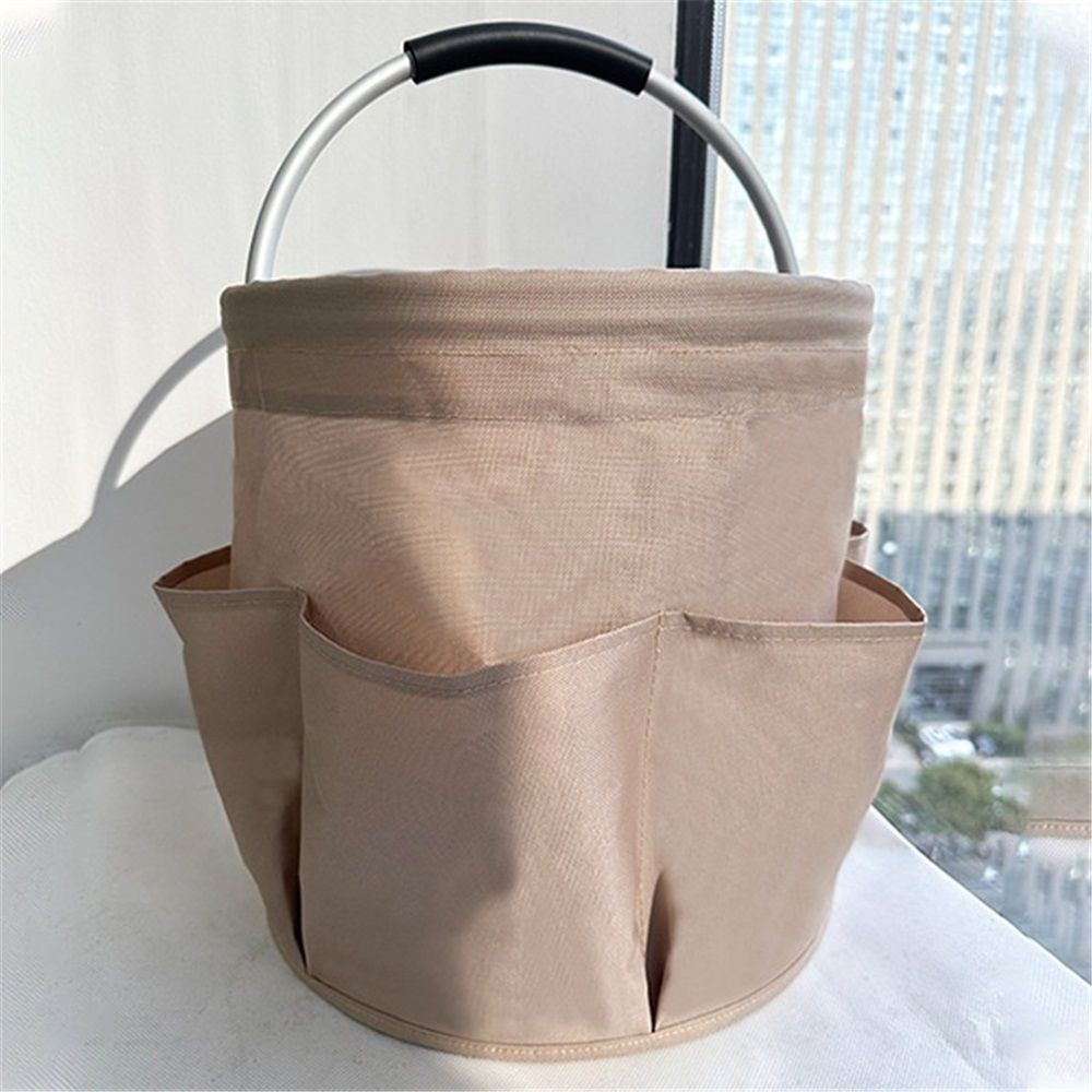 Garden Tool Organizer Bag Collapsible Tool Bag Foldable Tool Organizer Outdoor Camping Garden Harvest Basket Cleaning Supply Caddy with Handle for Home Bathroom Storage Bath Wash Bag（khaki）