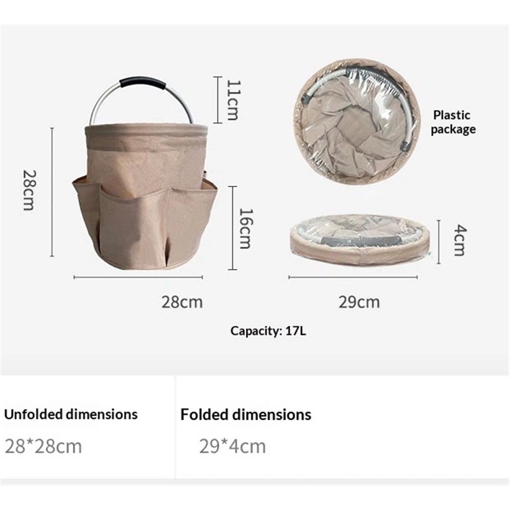 Garden Tool Organizer Bag Collapsible Tool Bag Foldable Tool Organizer Outdoor Camping Garden Harvest Basket Cleaning Supply Caddy with Handle for Home Bathroom Storage Bath Wash Bag（khaki）