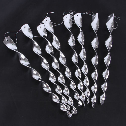 16 Pack Silver Spiral Bird Repellent Reflective Scare Rods, Hanging Plastic Rod Bird Deterrent Device, Glossy Finish Wind Spinner Scare Animals Away Outside Patio Lawn Garden Trees Decorations