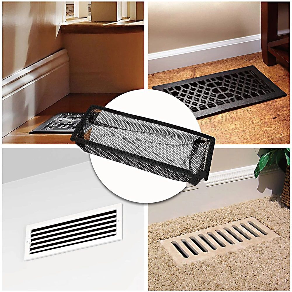 8 Pieces Floor Register Filters Vent Cover Vent Mesh Heating Air Vent Filter for Home(4 x 10 Inch, black)