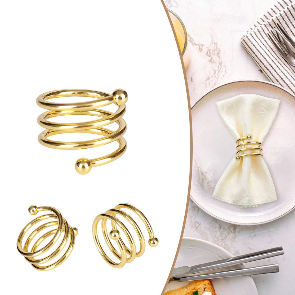 Satin Cloth Napkins and Napkin Rings Set of 12, Smooth Fabric Table Napkins and Napkin Holder for Wedding, Birthday Dinner Party, Family Gatherings, Table Decor (gold)