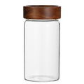 1300 ml Clear Glass Storage Canister with Airtight Wooden Screw Lid, Large Tall Cute Decorative Glass Food Container Jar for Coffee,Spice,Candy,Salt,Cookie,Condiment,Pepper（Storage tank only）