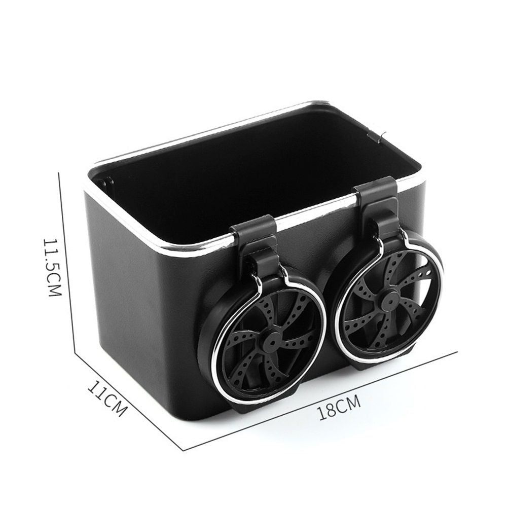 Car Armrest Storage Box with 2 Cup Holders - New Between Car Seat Organizer with Cup Holder, Universal Cars Arm Rest Storage Box Organizer Center Console Cupholders Tissue Boxs Holders (Black)