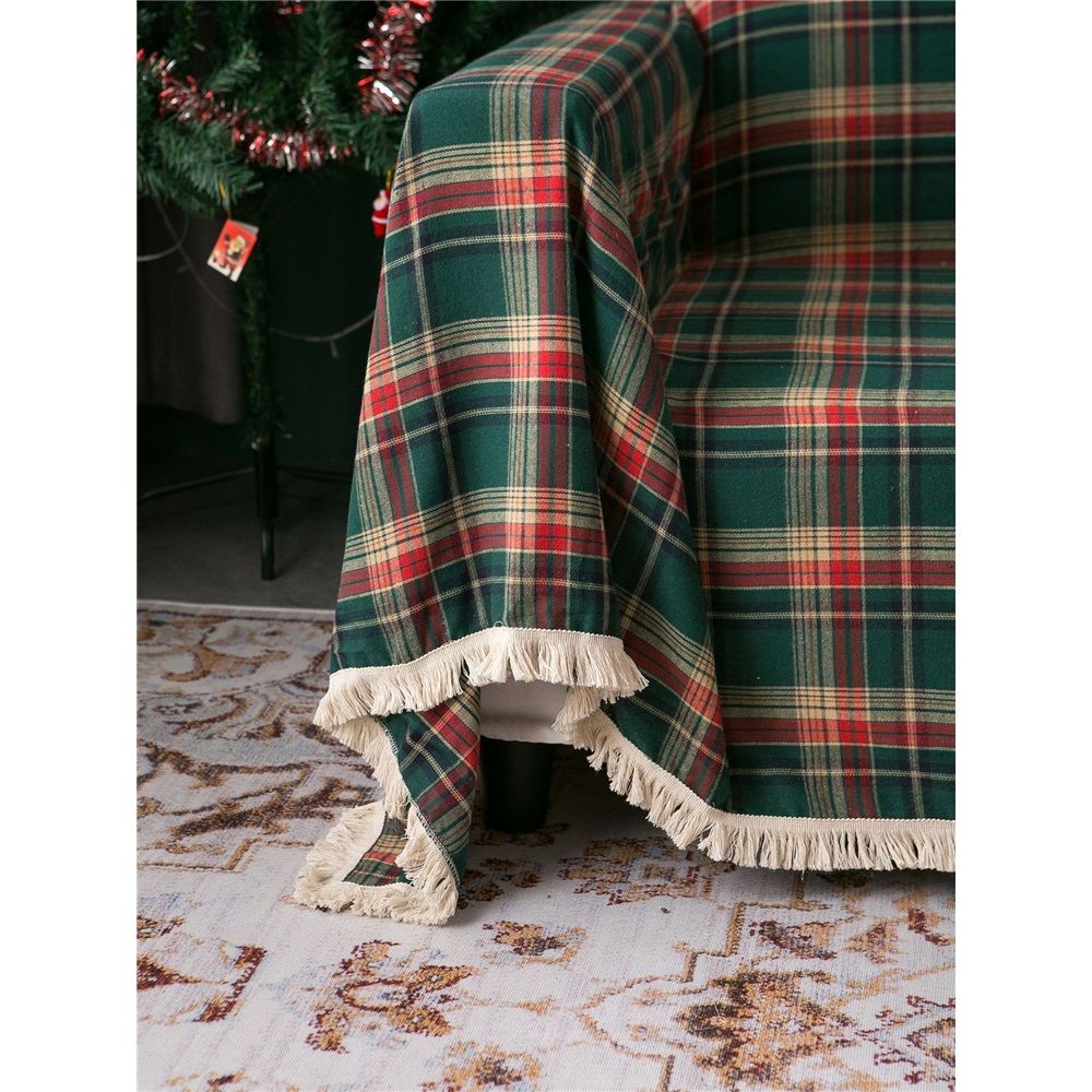 Plaid Couch Cover Checkered Sofa Covers Decorations Green and Red Grid Couch Cover for Farmhouse Home Decor Couch Protector for Dogs, 71"x 118"